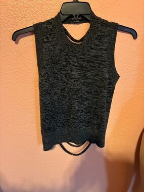 Olive Olivia Charcoal Marled Knit Mock Neck Tank Top